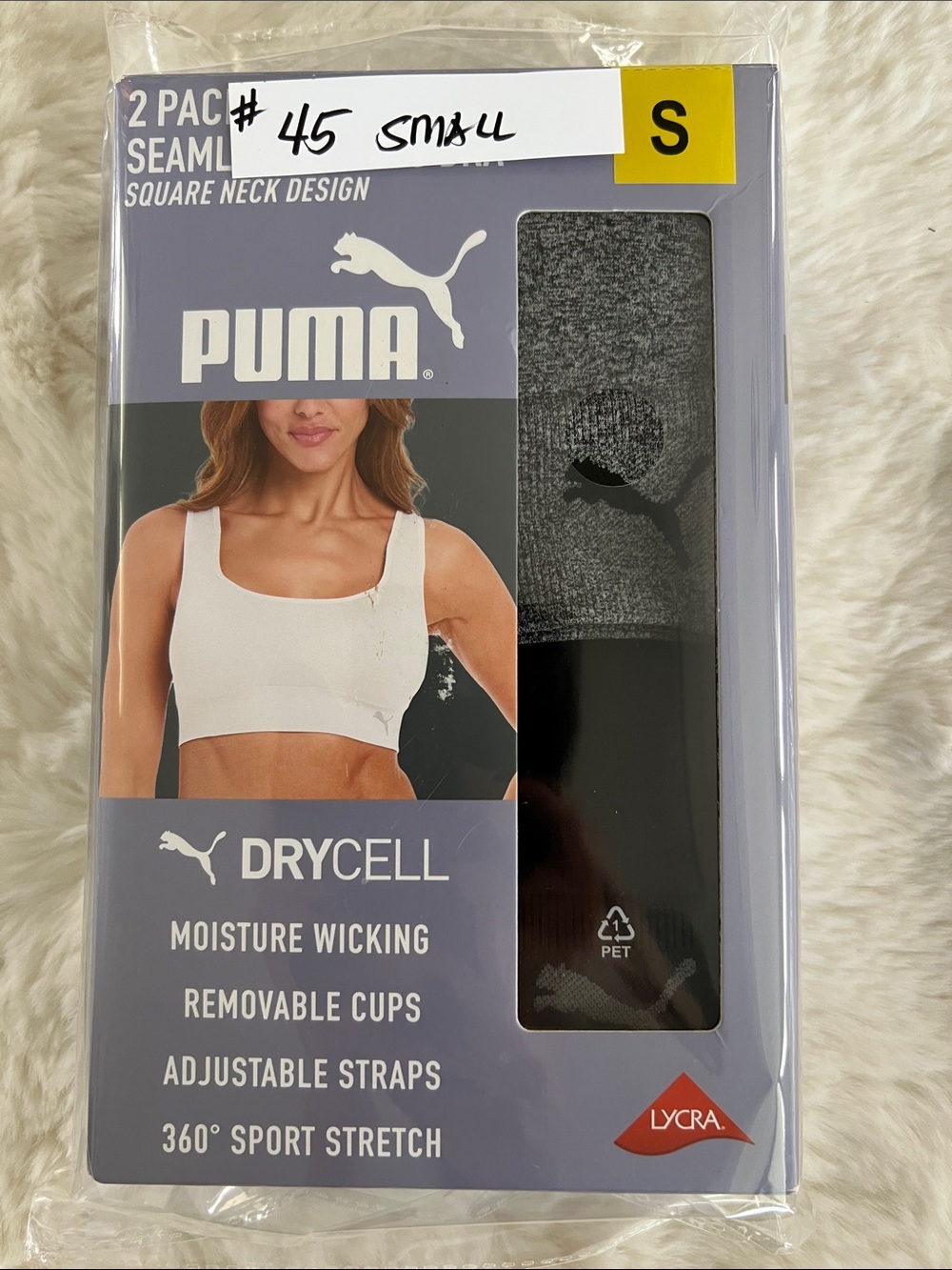 Puma Seamless Sports Bra 2-Pack in White and Gray #45